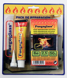 FUEGOGLASS Pack Cordón Fibra Vidrio 6mm x 2,5m + Cola 50ml