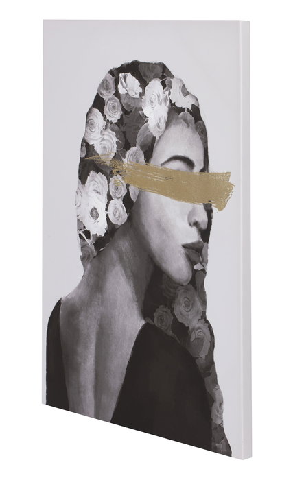 DKD Home Decor Cuadro Moderno Negro Dorado Lienzo Pino 70 x 100 x 3.7 cm (2 Unidades)