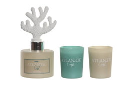 DKD Home Decor Ambientador Mikado Atlantico Azul Cristal Set de 3 Piezas 100 ml