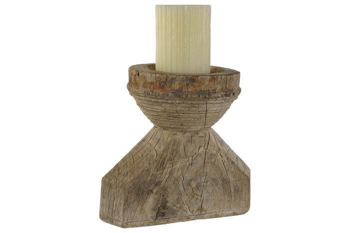 DKD Home Decor Portavelas de Teca Natural Surtida