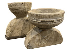 DKD Home Decor Portavelas de Teca Natural Surtida