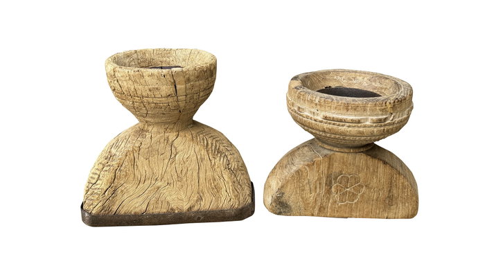 DKD Home Decor Portavelas de Teca Natural Surtida