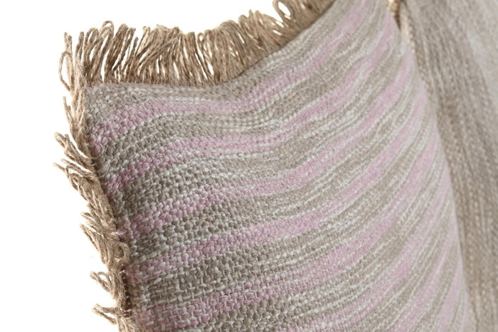 DKD Home Decor Cojín de Algodón con Flecos, Surtido Rosa y Marrón Claro