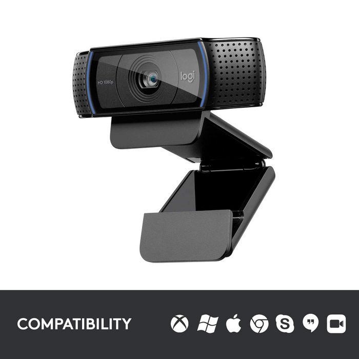 Logitech Webcam HD Pro C920s - Autofocus, RightLight 2, Micrófonos Duales, Tapa de Privacidad, Ideal para Videoconferencias y Streaming