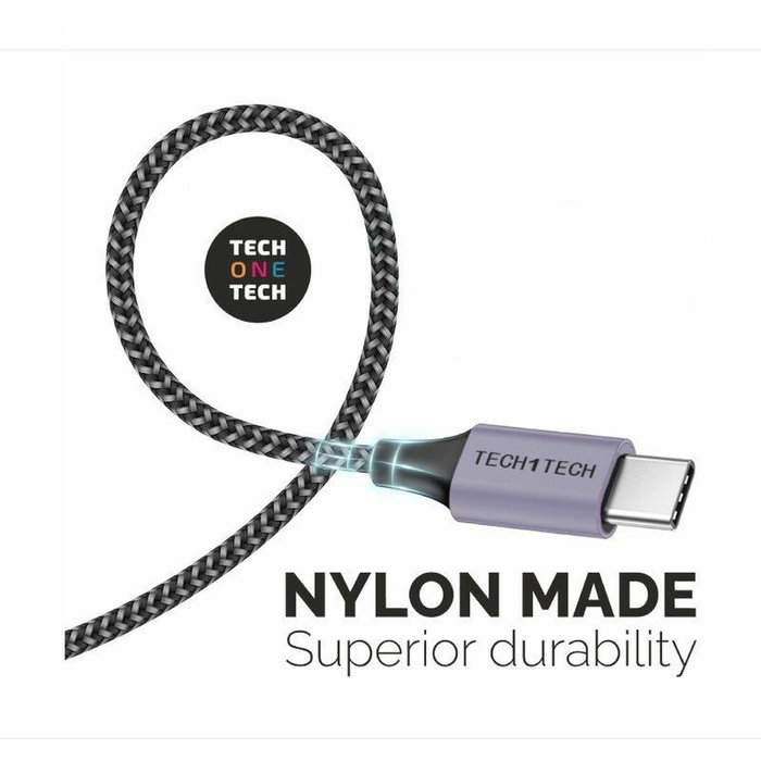 TECH-ONE-TECH Cable USB-A a USB-C de 2m Gris