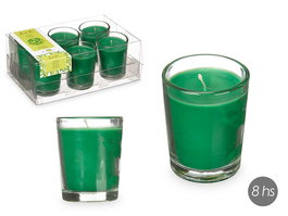 Acorde Set 6 Velas Vaso Vidrio Bambú 16x11x6.5cm (Set de 12)