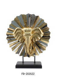 DKD Home Decor Figura de Elefante en Resina y Cristal Dorado