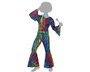 Disfraz de Hombre Adulto Disco Años 70 - Mono Multicolor a Rayas con Cinturón y Pañuelo - XL