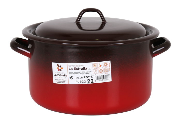 La Estrella Olla Recta con Tapa 22 cm - 4.5 L de Acero Inoxidable (6 Unidades)