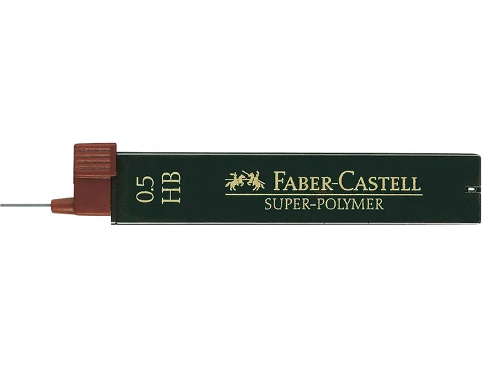 Faber Castell Minas Super-Polymer 0,5 mm HB, Estuche de 12 Unidades