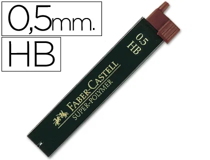Faber Castell Minas Super-Polymer 0,5 mm HB, Estuche de 12 Unidades