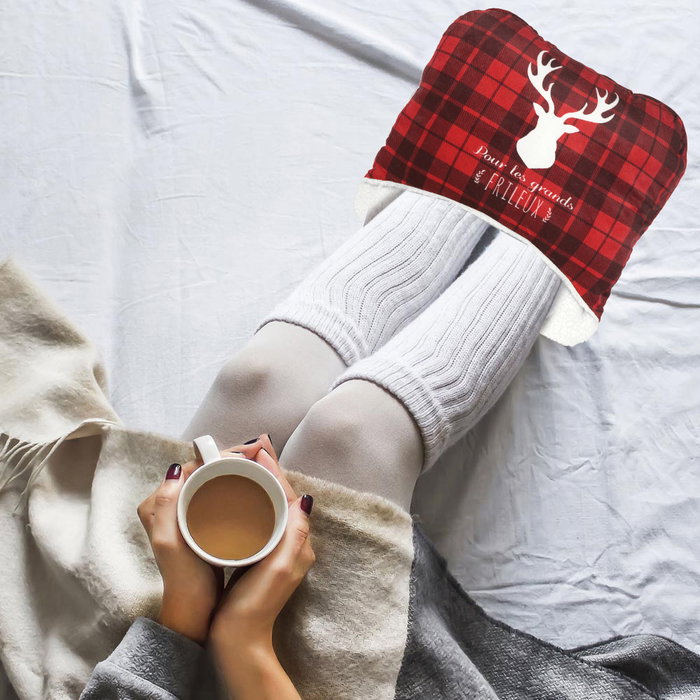 Home Deco Factory Pantufla Doble Gigante Calientapiés 40x40 cm Cocooning