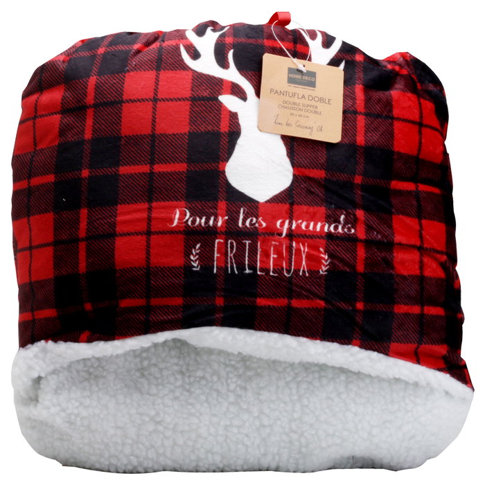 Home Deco Factory Pantufla Doble Gigante Calientapiés 40x40 cm Cocooning