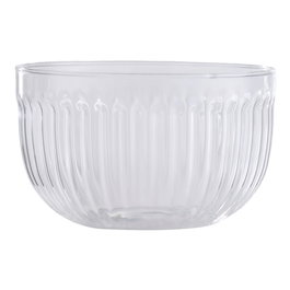 Day Bol de Vidrio Borosilicato 500 ml para Postres, Sopas o Desayuno, Transparente con Relieve Estriado, Diámetro 12 cm