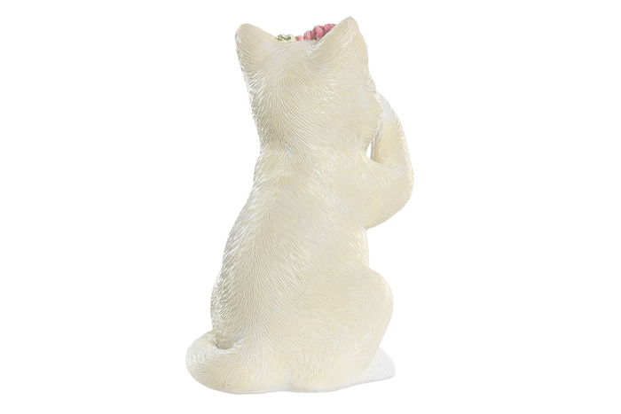 DKD Home Decor Figura Gato Shabby Blanco Beige Resina 10 x 15 x 8.5 cm