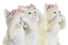 DKD Home Decor Figura Gato Shabby Blanco Beige Resina 10 x 15 x 8.5 cm