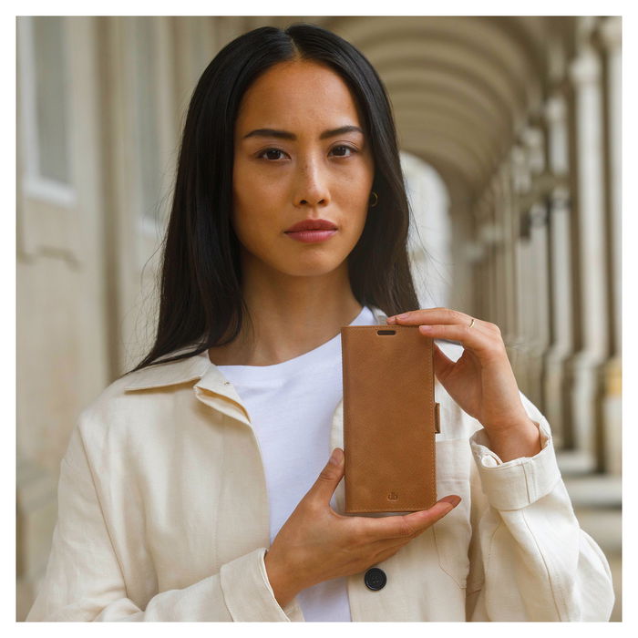 dbramante1928 Funda Tipo Folio de Cuero Genuino Marrón Claro para Samsung Galaxy S22 Ultra