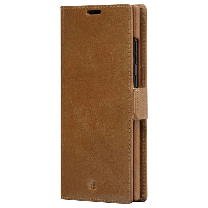 dbramante1928 Funda Tipo Folio de Cuero Genuino Marrón Claro para Samsung Galaxy S22 Ultra