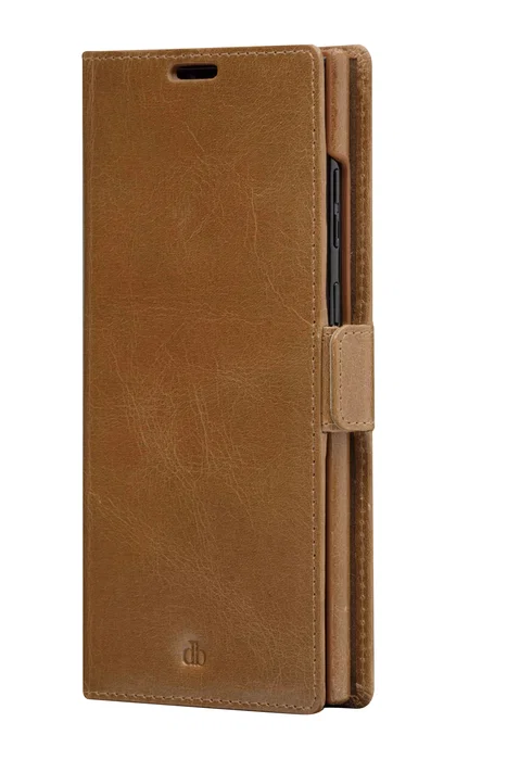 Dbramante1928 Funda Folio Lynge para Samsung Galaxy S22 Ultra, Color Bronceado, Resistente a Rayones, con Soporte de Sobremesa