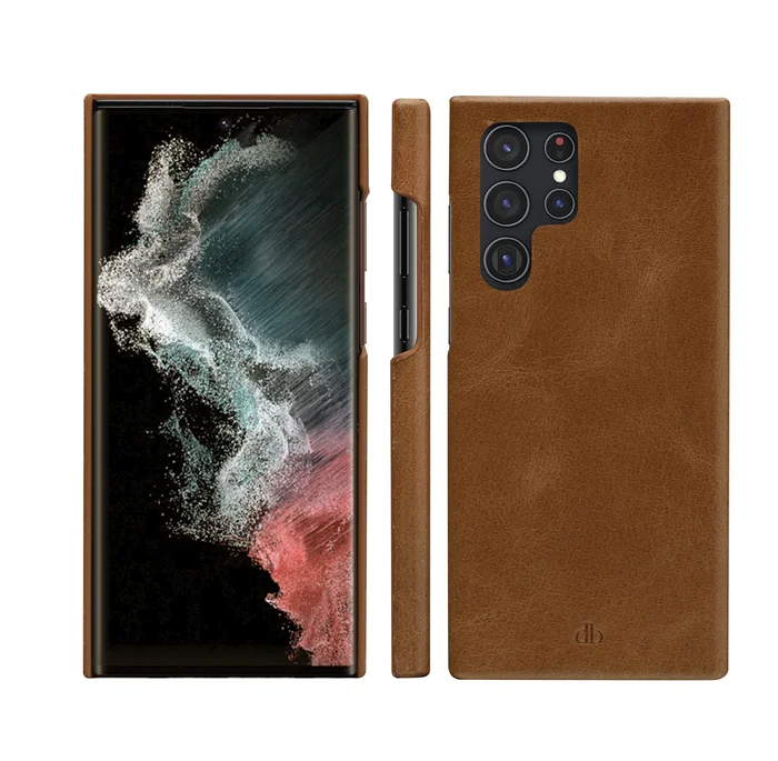 Dbramante1928 Funda Folio Lynge para Samsung Galaxy S22 Ultra, Color Bronceado, Resistente a Rayones, con Soporte de Sobremesa