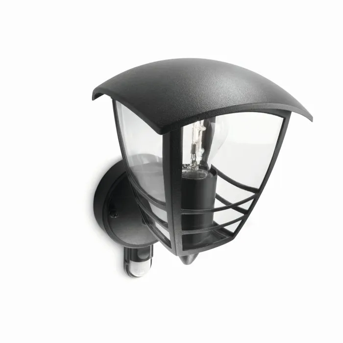Philips H25cm Aplique Exterior de Pared con Detector de Presencia, Aluminio, Negro, Colección Creek