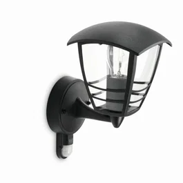 Philips H25cm Aplique Exterior de Pared con Detector de Presencia, Aluminio, Negro, Colección Creek