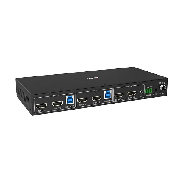 LINDY 39314 Switch KVM 4 Puertos HDMI 4K60 USB 3.2 Gen 1 Negro