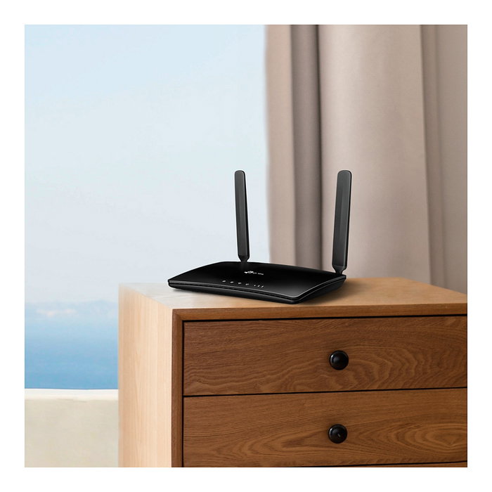 TP-Link TL-MR6400 Router 4G LTE Wi-Fi 300 Mbit/s Negro con 4 Puertos LAN, WAN y Ranura Nano SIM, Banda Unica 2.4 GHz, Wi-Fi 4 (802.11n), Compatible con 3G