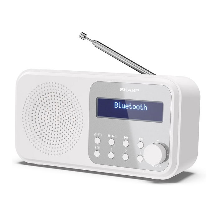 Sharp DR-P420(WH) Radio Portátil Digital DAB/DAB+/FM Bluetooth 5.0, Pantalla LCD, USB, Alarma, Blanco, con Batería Sharp DR-P420(WH) Radio Portátil Digital DAB/DAB+/FM Bluetooth 5.0, Pantalla LCD, USB, Alarma, Blanco, con Batería