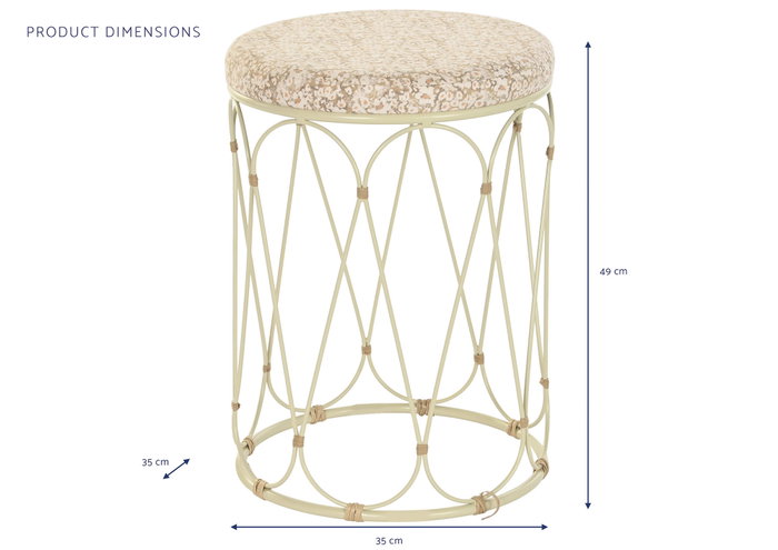 DKD Home Decor Mesita Auxiliar Boho Natural Crema 35 x 49 x 35 cm