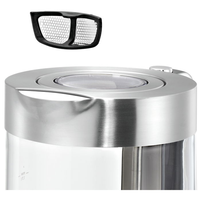 WMF Lono Wasserkocher 0413150011 Hervidor de Agua 1.7 L 3000 W Vidrio y Metal con Indicador de Nivel, Apagado Automático y Base 360°