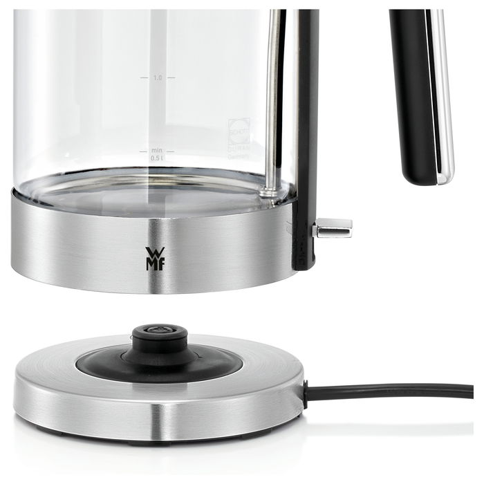 WMF Lono Wasserkocher 0413150011 Hervidor de Agua 1.7 L 3000 W Vidrio y Metal con Indicador de Nivel, Apagado Automático y Base 360°