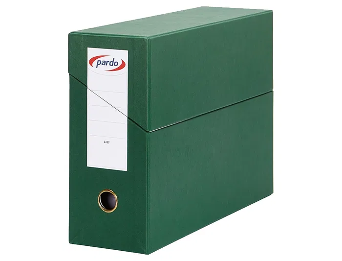Pardo Caja Transferencia Folio Forrado Extra Doble Lomo 80 mm Estuche Interior Tarjetero Verde 390 x 270 x 115 mm