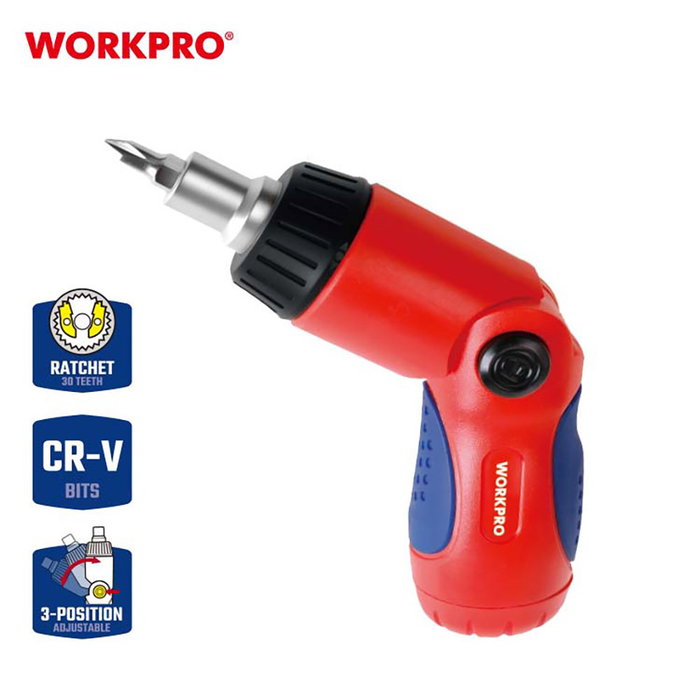 Workpro Destornillador de carraca 7 en 1 con cabeza articulada Workpro Destornillador de carraca 7 en 1 con cabeza articulada