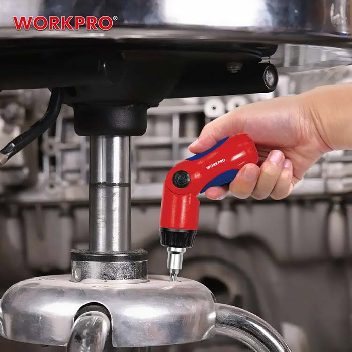 Workpro Destornillador de carraca 7 en 1 con cabeza articulada Workpro Destornillador de carraca 7 en 1 con cabeza articulada