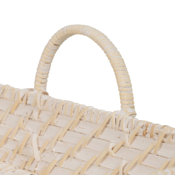 S/2 Bandeja Blanco Fibra Natural 45 X 34 X 13 cm