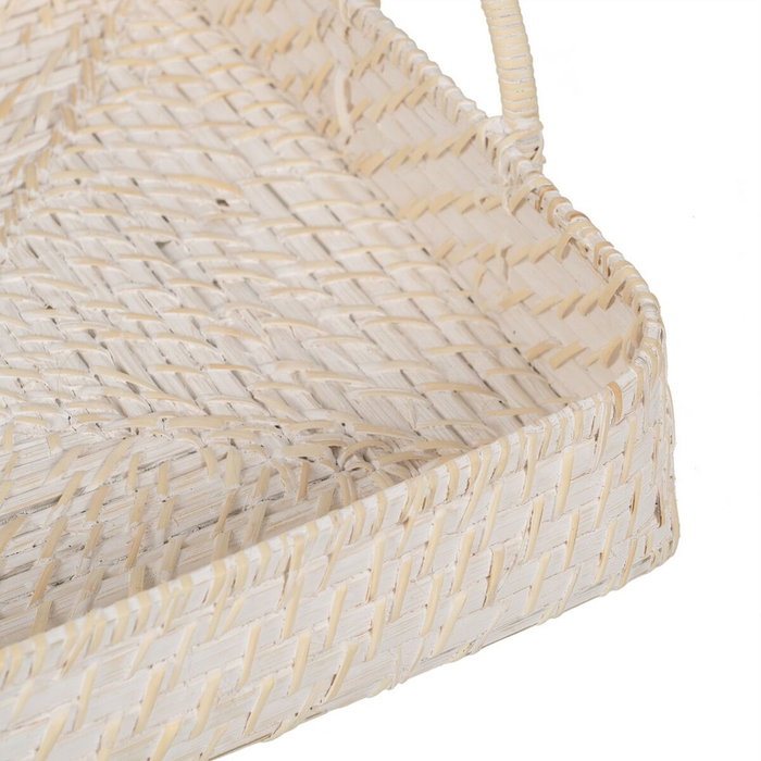 S/2 Bandeja Blanco Fibra Natural 45 X 34 X 13 cm