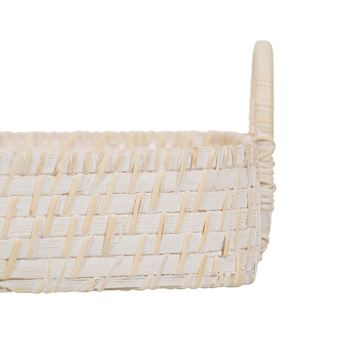 S/2 Bandeja Blanco Fibra Natural 45 X 34 X 13 cm
