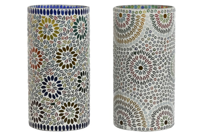 DKD Home Decor Lámpara de Sobremesa de Cristal Mandala Multicolor