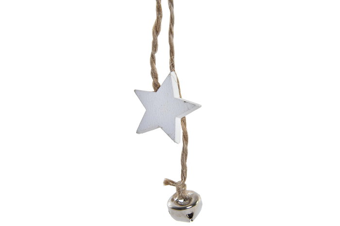 DKD Home Decor Decoracion Colgante Navidad Alpina Natural Azul MDF 8.5 x 1 x 30 cm (24 Unidades)