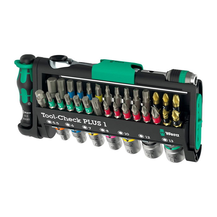 Wera Tool-Check Plus 1, Juego de Herramientas Compacto con 39 Piezas - Incluye Carraca Zyklop Mini 1/4 Pulgada, Mango Kraftform, 28 Puntas y 7 Vasos Wera Tool-Check Plus 1, Juego de Herramientas Compacto con 39 Piezas - Incluye Carraca Zyklop Mini 1/4 Pulgada, Mango Kraftform, 28 Puntas y 7 Vasos