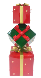DKD Home Decor Regalo LED Metal Dorado Rojo y Verde 30x41x90 cm