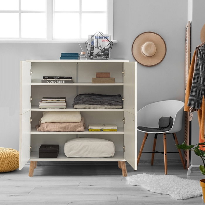 Hanah Home Armario Multiusos Multilux Daisy Blanco y Azul Oscuro 95x111x36cm Hanah Home Armario Multiusos Multilux Daisy Blanco y Azul Oscuro 95x111x36cm