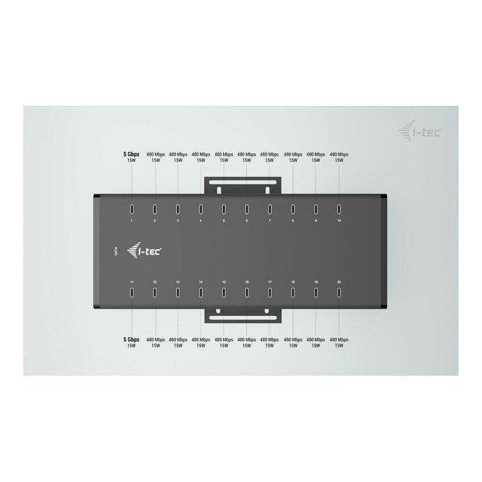 I-Tec Hub de Carga y Datos USB-C 20 Puertos, Negro I-Tec Hub de Carga y Datos USB-C 20 Puertos, Negro