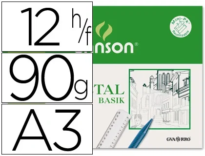 Canson Minipack de Papel Vegetal 90g Tamaño A3 de 12 Hojas Canson Minipack de Papel Vegetal 90g Tamaño A3 de 12 Hojas