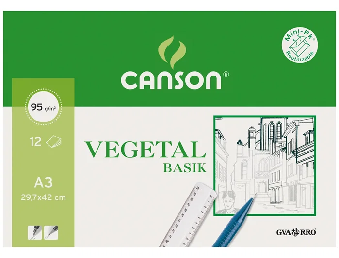 Canson Minipack de Papel Vegetal 90g Tamaño A3 de 12 Hojas Canson Minipack de Papel Vegetal 90g Tamaño A3 de 12 Hojas
