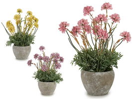 Ibergarden Flor Artificial Tallos Maceta Cemento Surtidos 28 cm x 38 cm x 22 cm (Set de 9)