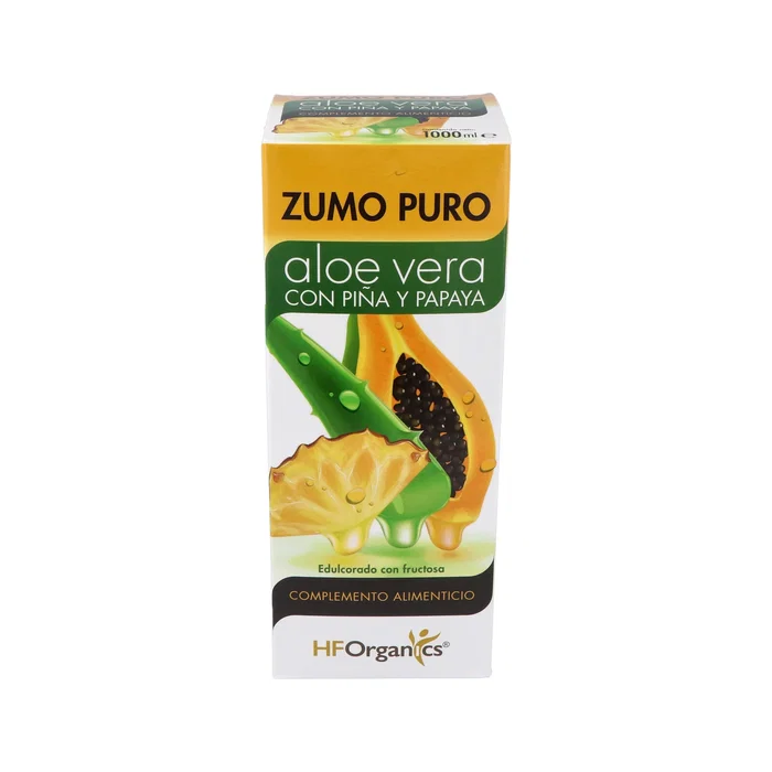 HF Natural Care Zumo Puro Aloe Vera con Piña y Papaya 1 Litro - Jugo Natural para la Digestión y Bienestar