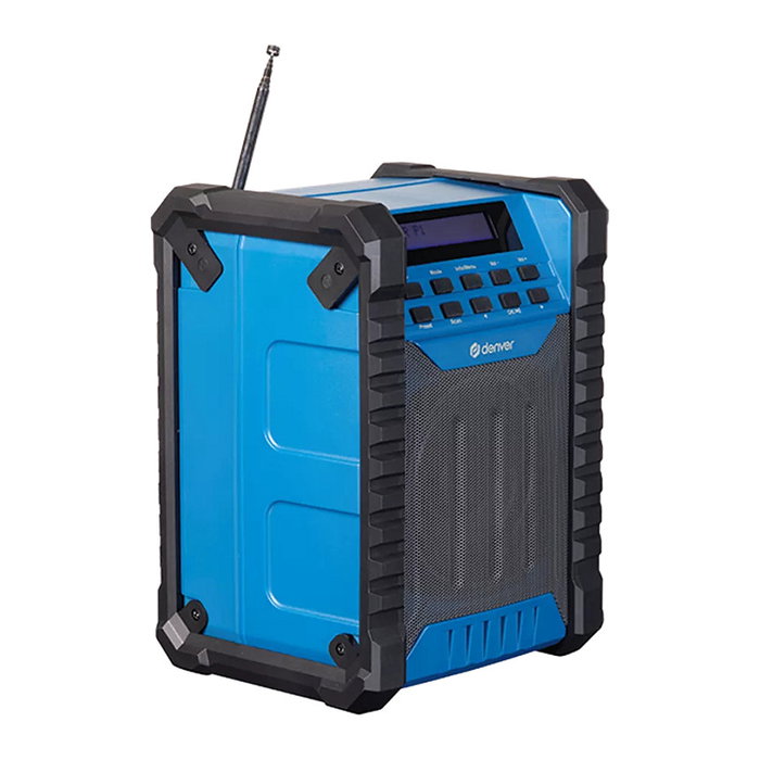 Denver WRD-60 Radio DAB+/FM/BT Portátil, 10W, IP54, Batería 2000 mAh, Negro/Azul
