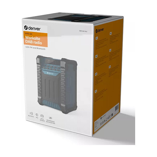 Denver WRD-60 Radio DAB+/FM/BT Portátil, 10W, IP54, Batería 2000 mAh, Negro/Azul